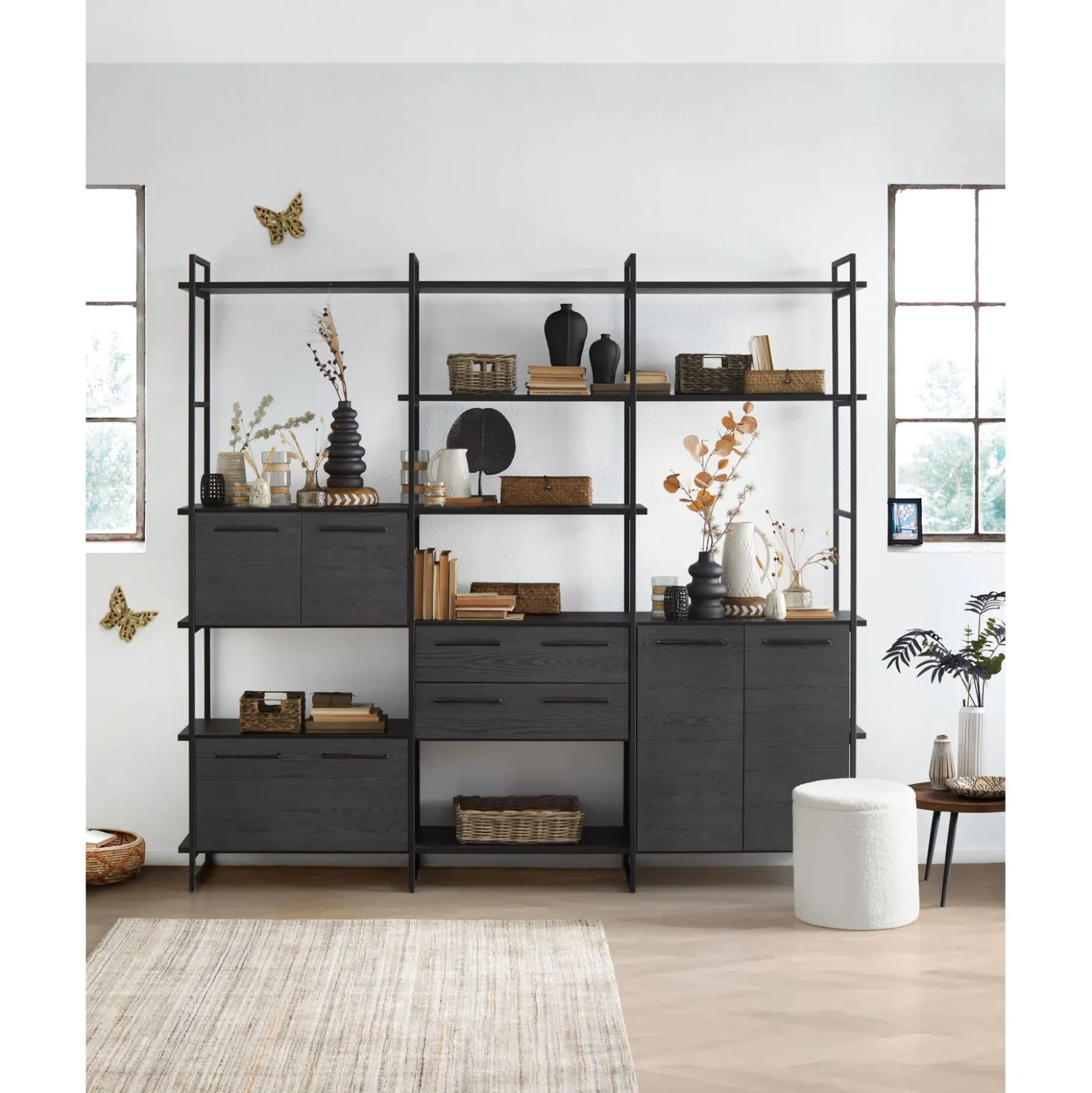 Wandkast Sistema 226x244x45 cm zwart
