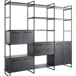 Wandkast Sistema 226x244x45 cm zwart