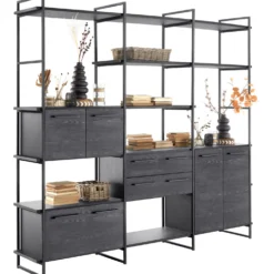 Wandkast Sistema 226x244x45 cm zwart