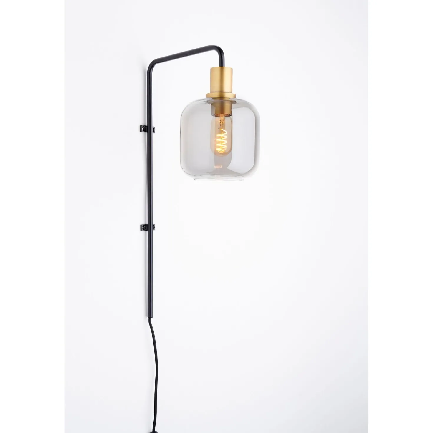Wandlamp Peglio Glas smoke antiek brons 1-lichts