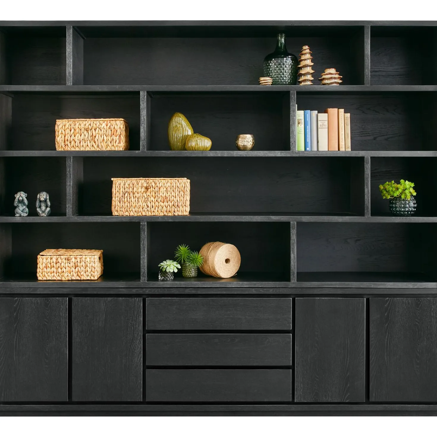 Wandmeubel Lavio Eiken 242 cm zwart