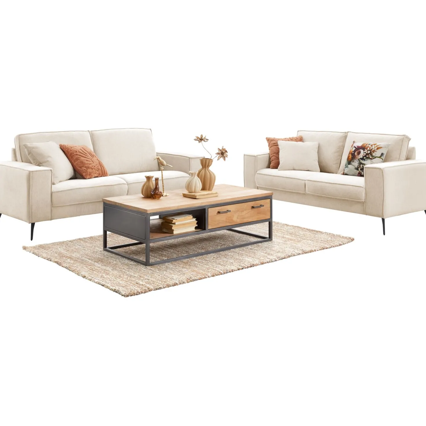 2,5 zitsbank Barrio Ecru 2x70 basic comfort